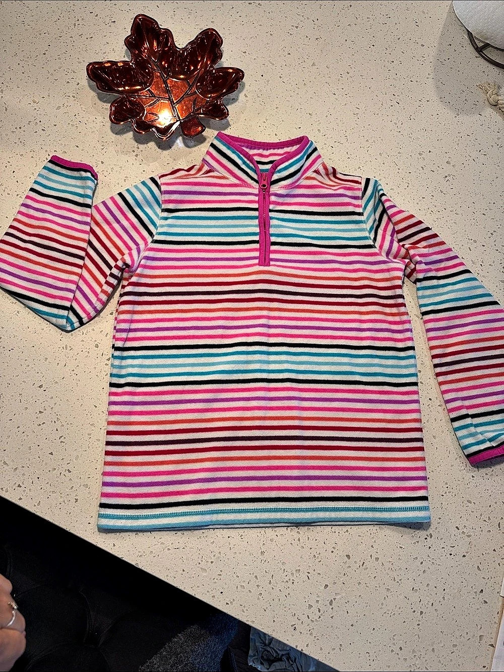OshKosh B'gosh Girls Striped Quarter-Zip Pullover Size 12